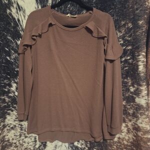 Peach Love California Mauve Ruffle Sleeve Blouse